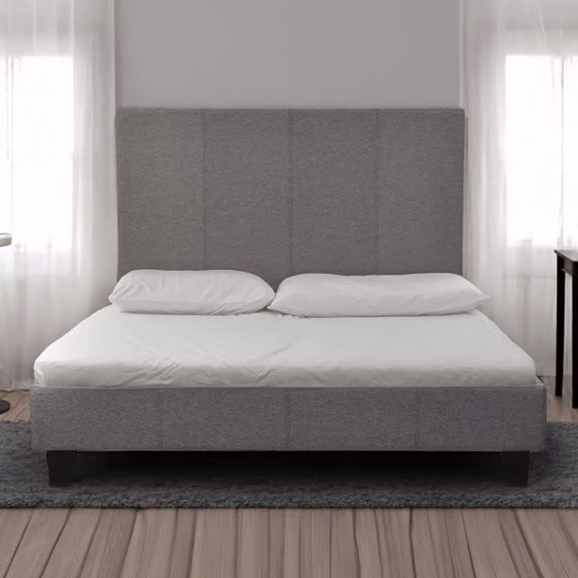 Comfy Living Modern Upholstered Grey Fabric Bedframe, W/D/H: 180 x 200 cm