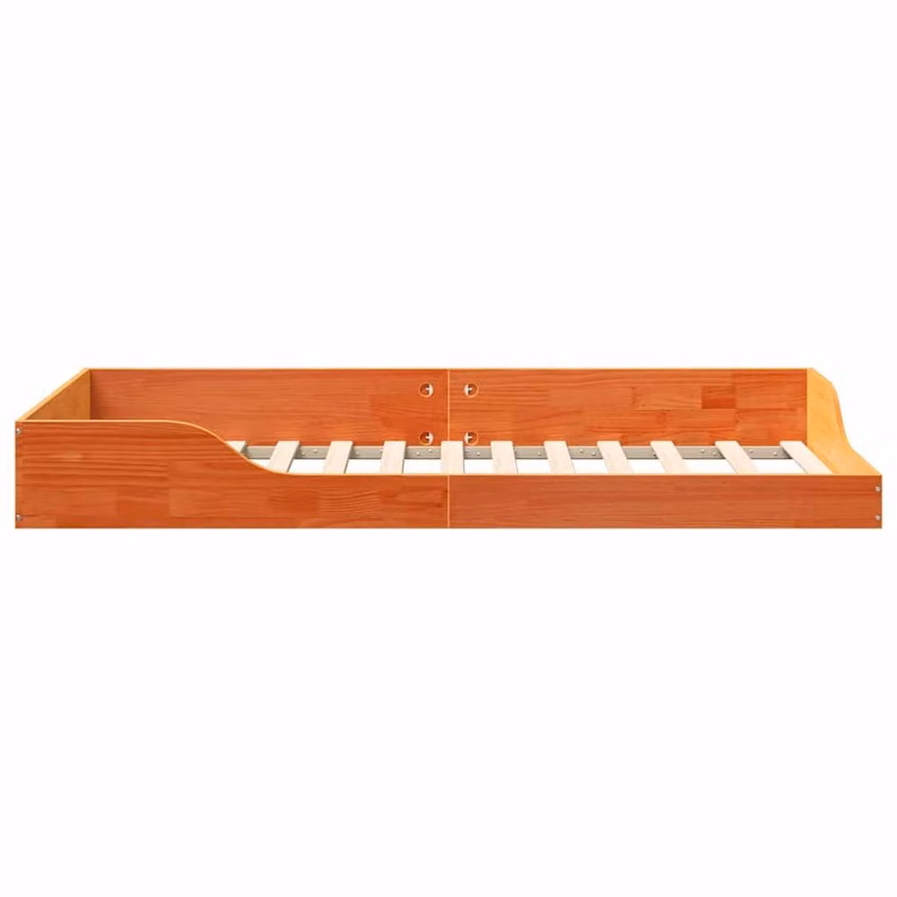 Berkfield Home Modern Solid Pine Wood Floor Bed Frame in Waxed Brown, W/D/H: 90 x 190 cm – 3
