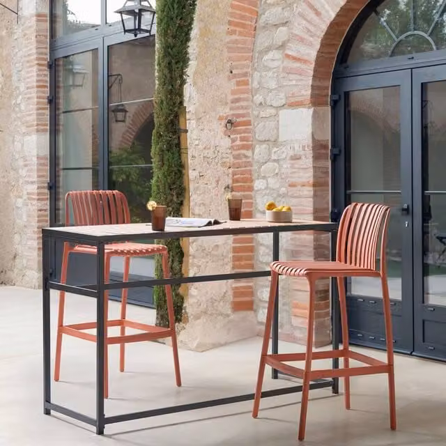Wyld and Coco Set of 2 Light Red Armless Dining and Bar Chairs with Detachable Base – 1