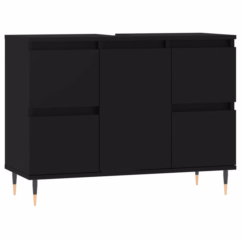 Berkfield Home Black Bathroom Cabinet, W: 80 cm, D: 33 cm, H: 60 cm