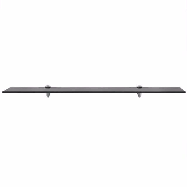 Berkfield Home Modern Black Glass Floating Shelves, 2 Pack, W: 90 cm, D: 10 cm, H: 8 mm