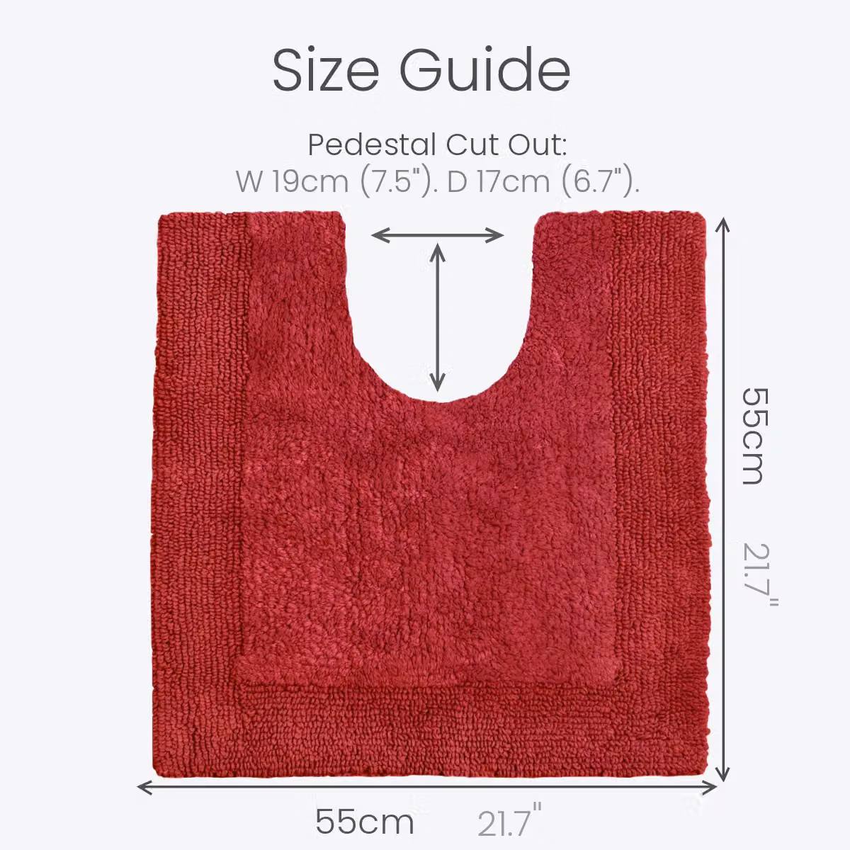 Allure Bath Fashions Elegance Reversible Heavyweight Cotton Pedestal Mat in Red, W/D/H: 55 x 55 x 1 cm – 3