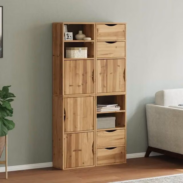 Berkfield Home ODDA Side Cabinets, Set of 4, Brown Solid Wood Pine, W/D/H: 40 x 24 x 79 cm