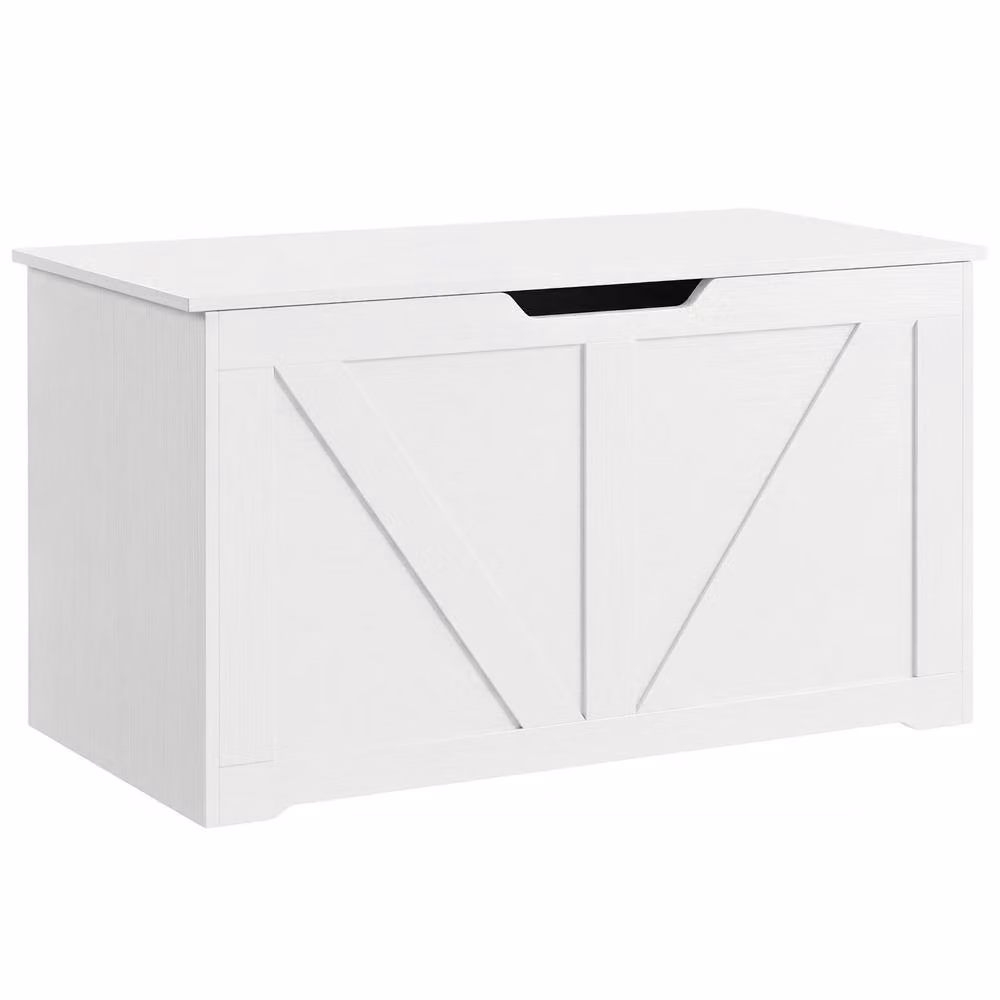 STILVORA White Glossy MDF Storage Box with Safety Hinge and Seat Top – 2