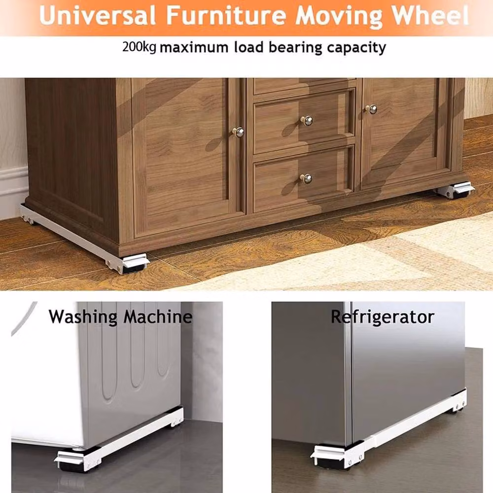 KORVIXA White Plastic Roller Trolley for Washing Machines and Tumble Dryers, W: 52 cm, D: 52 cm – 4