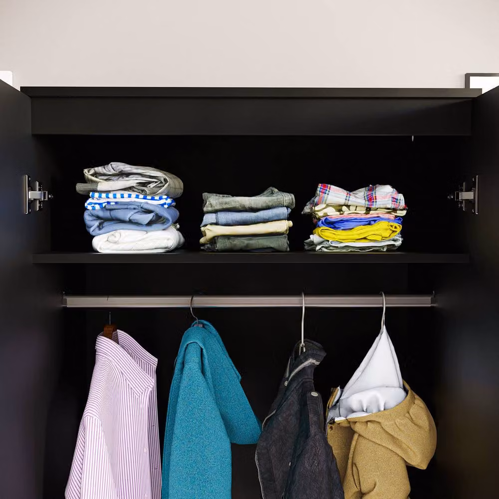 HD Designs Hulio 2 Door Wardrobe in Black MDF, H 170 cm x W 76 cm x D 47 cm – 5