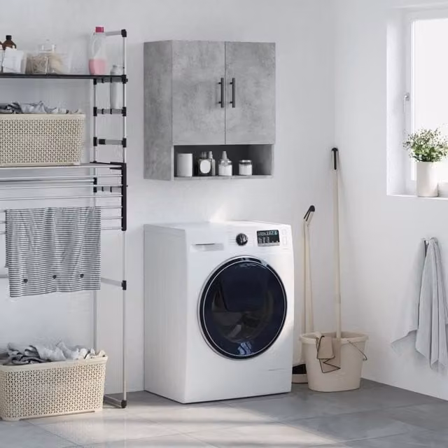Berkfield Home Wall Mounted Cabinet in Concrete Grey, W: 60 cm, D: 31 cm, H: 70 cm