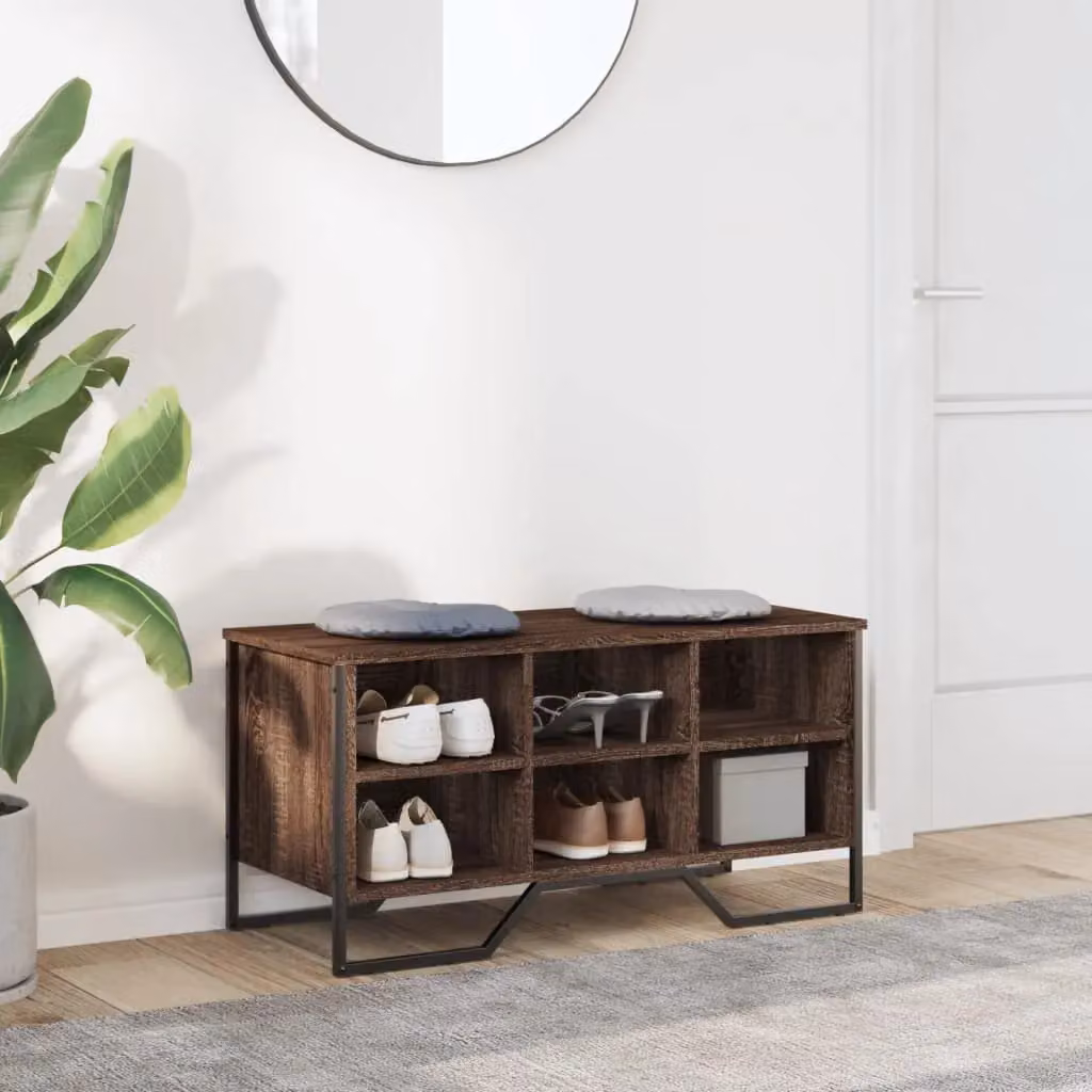 Berkfield Home Industrial Shoe Cabinet in Brown Oak, W/D/H: 90 x 38 x 45.5 cm – 3