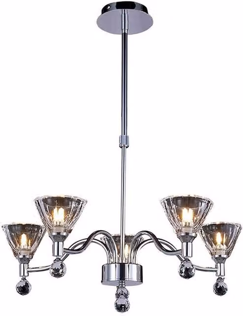 Netlighting Neptune Round 5 Light Pendant with Grey Crystal and Polished Chrome Finish