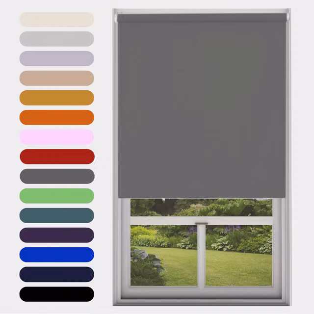 Caecus Thermal Insulating Blackout Roller Blind in Grey, W: 240 cm, H: 210 cm