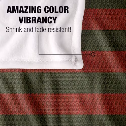 LOGOVISION Nightmare On Elm Street Freddy Sweater Pattern Super Soft Fleece Throw Blanket, Multicolour, W: 91 cm, D: 147 cm – 4