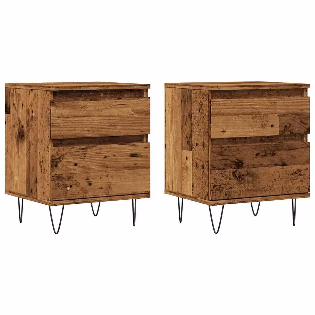 Berkfield Home Set of 2 Bedside Cabinets in Old Wood Brown, W/D/H: 40 x 35 x 50 cm – 2