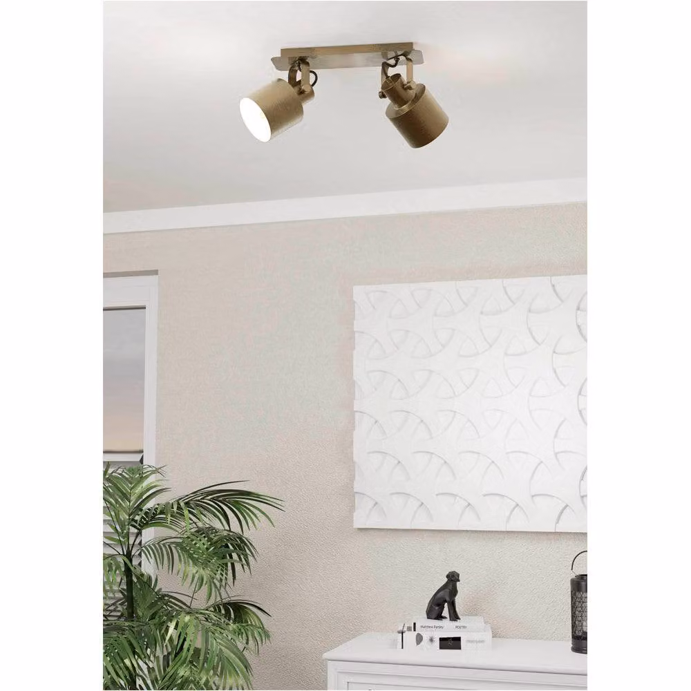 Loops Modern Double Ceiling Spotlight in Gold and White – 2
