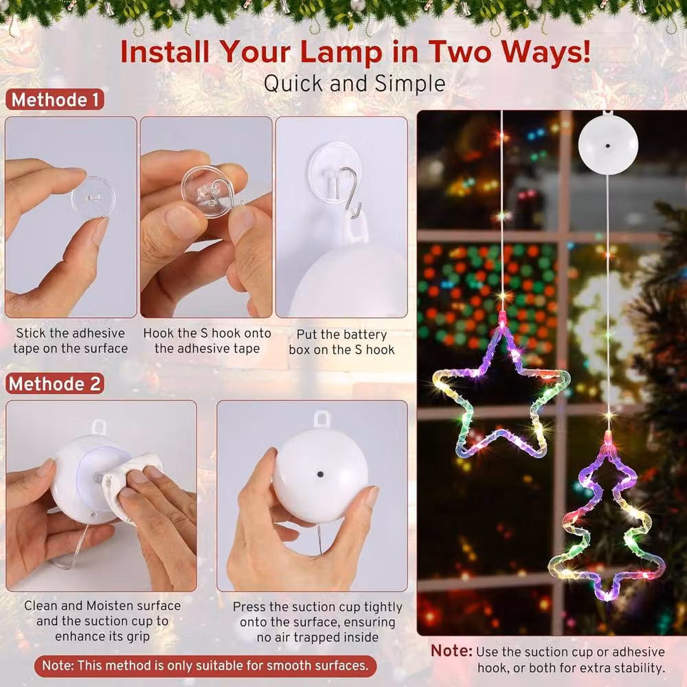 Garwarm Multicolour Hanging Christmas Window Lights with 8 Modes and Auto Timer – 4