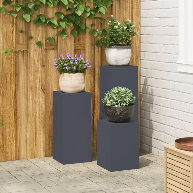 Berkfield Home 3-Piece Anthracite Steel Outdoor Planter Set for Garden, Balcony or Terrace