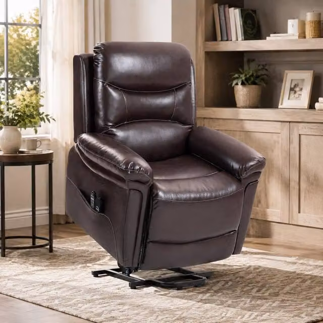 STILVORA Brown Relax Recliner Chair with USB, Massage and Powered Lift Assist – 1
