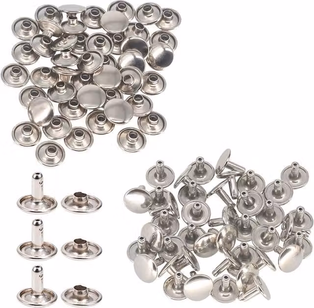 Neel Blue Silver Double Cap Rivets, 100pcs Tubular Metal Studs, 5mm – 1