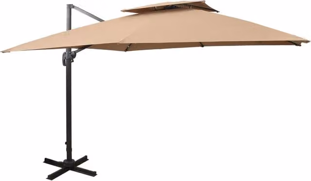 Berkfield Home Cantilever Umbrella with Double Top in Beige, W/D: 300 x 300 cm – 1