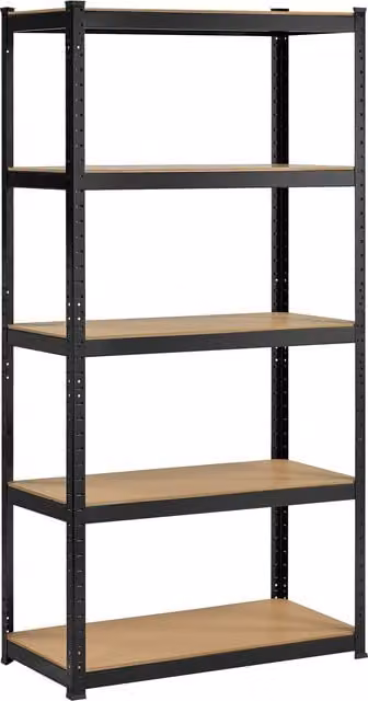 Yaheetech 5-Tier Boltless Metal Storage Shelves in Black