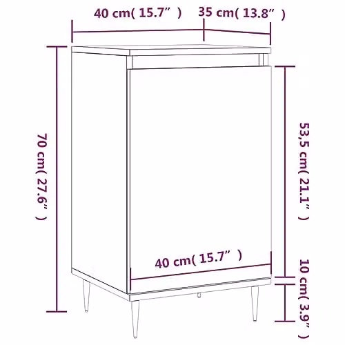 vidaXL Modern Sideboard in Smoked Oak, W/D/H: 40 x 35 x 70 cm – 3