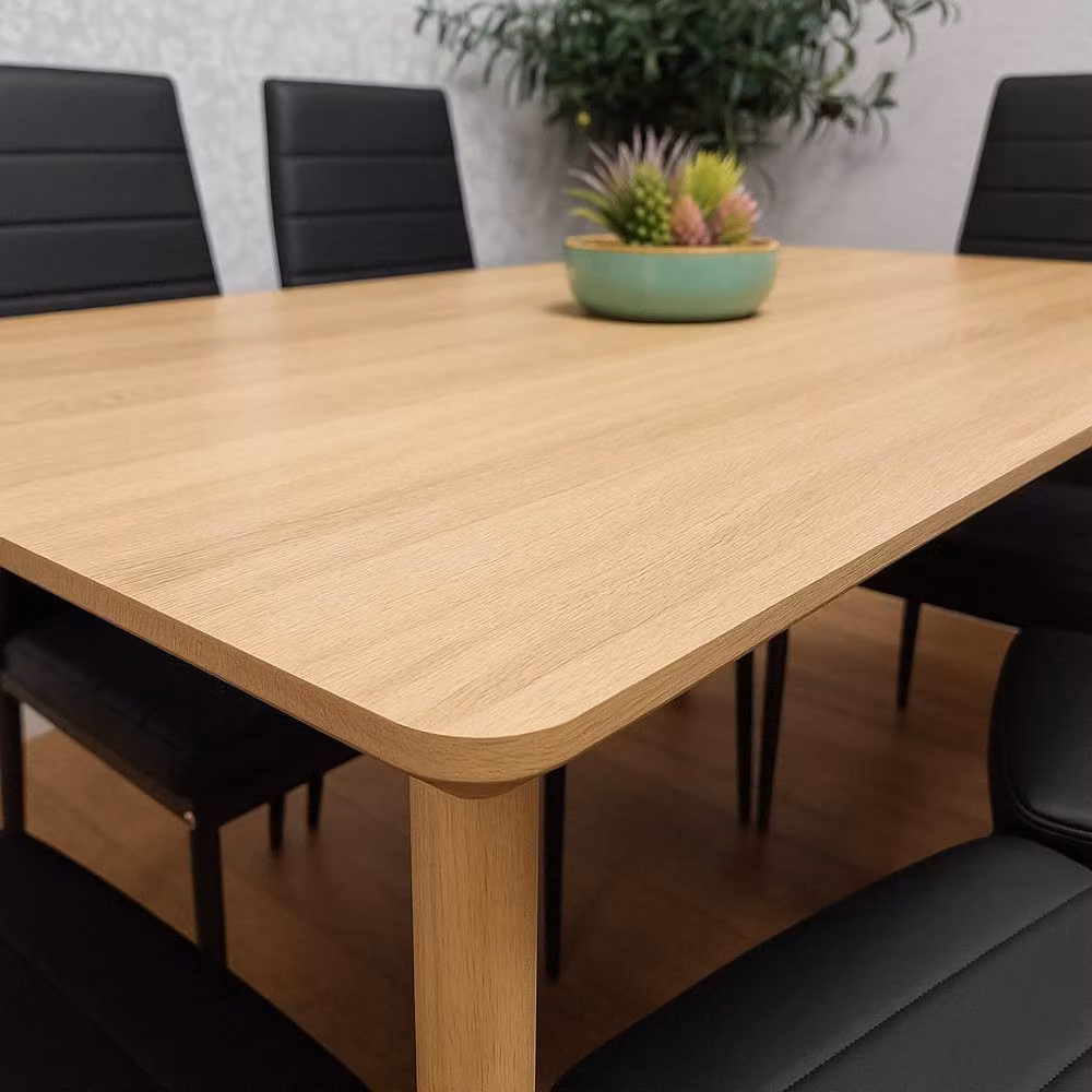 KOSY KOALA Modern Rectangular Dining Table Set with 6 Black Faux Leather Chairs, W/D/H: 120 x 70 x 75 cm – 3