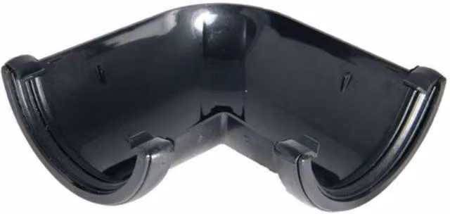 FloPlast Half Round Cast Iron Effect Gutter Angle, Black, 112mm, 90 Degree