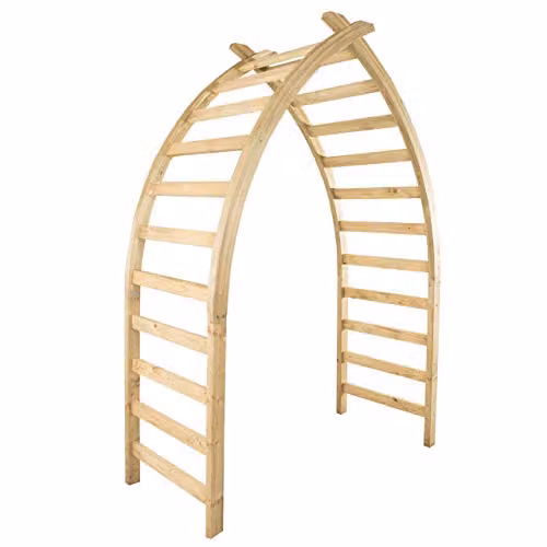 Forest Garden Whitby Arch Brown Pressure Treated Wood Trellis Support, H: 140 cm, W: 76 cm