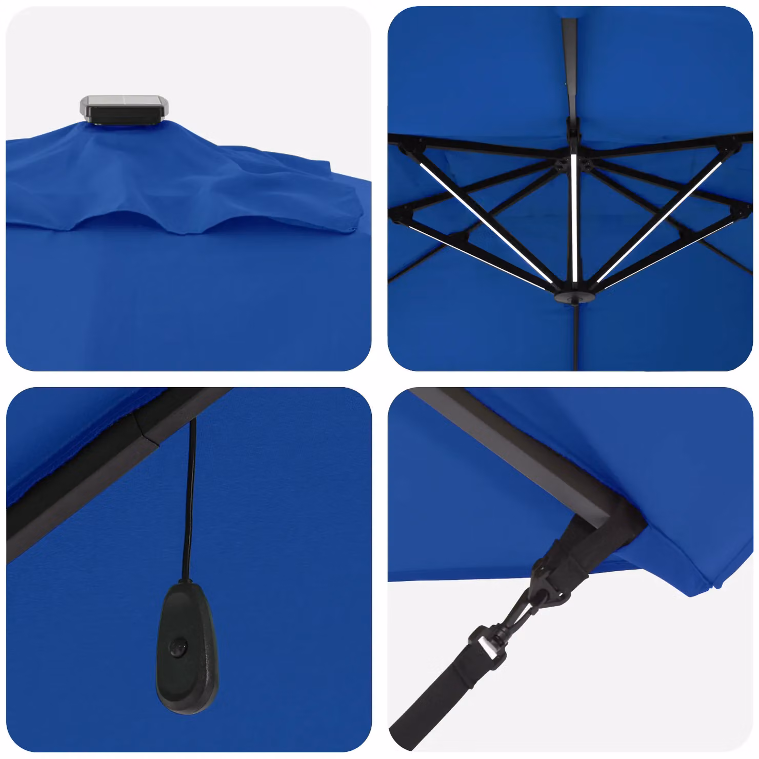 Berkfield Home Roma Cantilever Parasol with LEDs in Azure Blue, Aluminium, W/D/H: 352 x 251 x 265 cm – 3