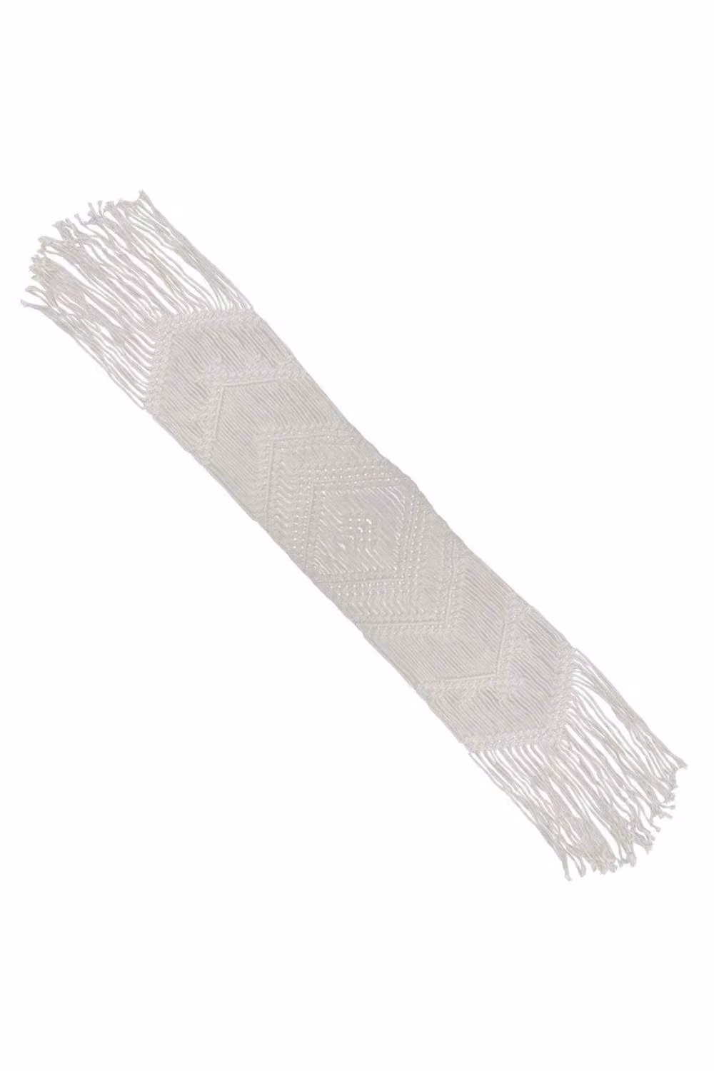 KDMD White Cotton Macrame Rectangular Table Runner for Boho Wedding Decor – 2