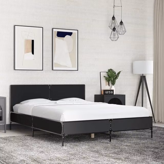 Berkfield Home Modern Bed Frame in Black, W: 140 cm, L: 200 cm – 1