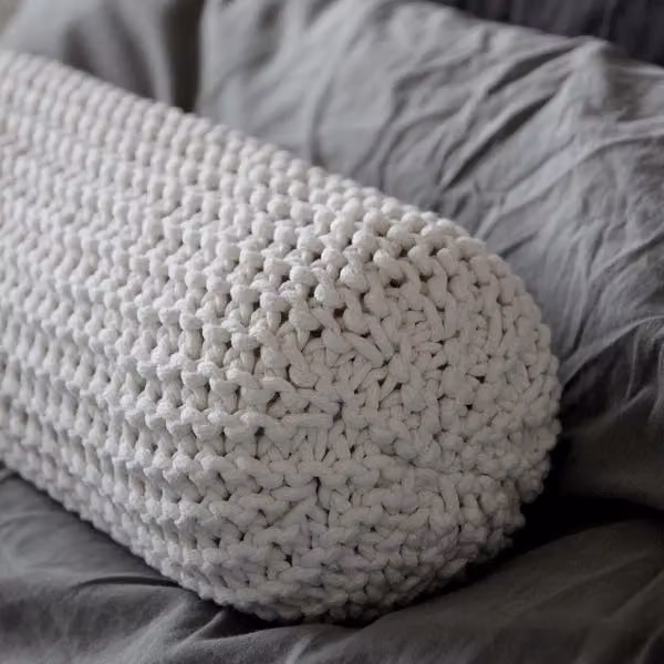Zuri House White Cylindrical Bolster Neck Cushion, W/D/H: 60 x 20 cm – 3