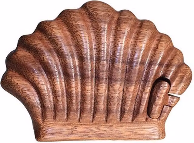 KDMK Bali Magic Box Sea Shell Puzzle Wooden Gift Box in Brown