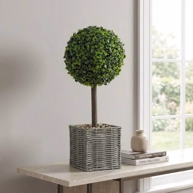 STILVORA Set of 2 Green Artificial Boxwood Topiary Potted Plants, Height: 50 cm – 1