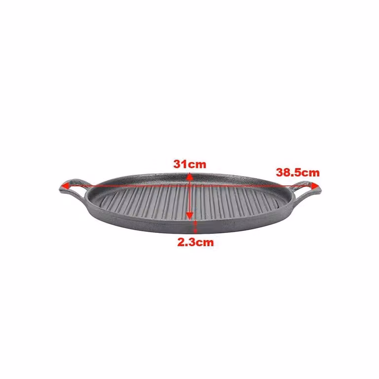 EONLION Black Non-Stick Cast Iron and Ceramic Griddle Plate, Diameter: 31 cm