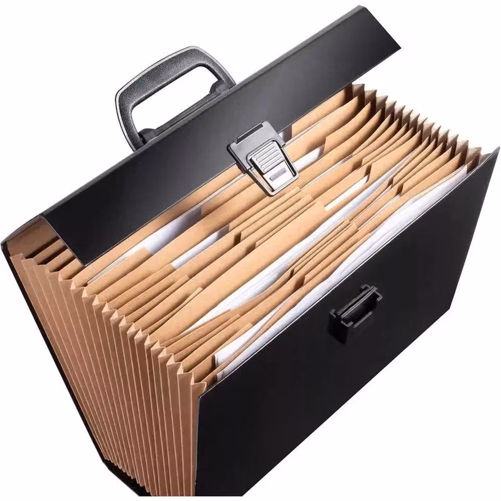 FLAVORA Black 13 Pocket Expanding A4 Document Box File Organiser, Width: 100 cm, Depth: 15 cm – 2