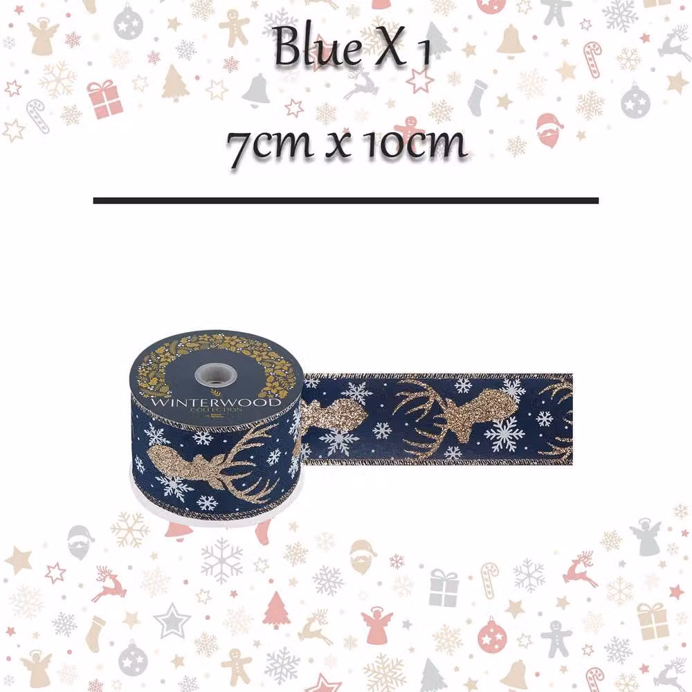 VFM e-Store Christmas Ribbon Garland in Blue and Gold – 2