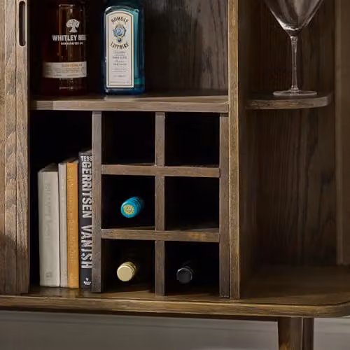 Julian Bowen Arya Modern Brown Oak Drinks Cabinet with Bottle Rack and Glass Holder, H: 120 cm, W: 100 cm, D: 40 cm – 2