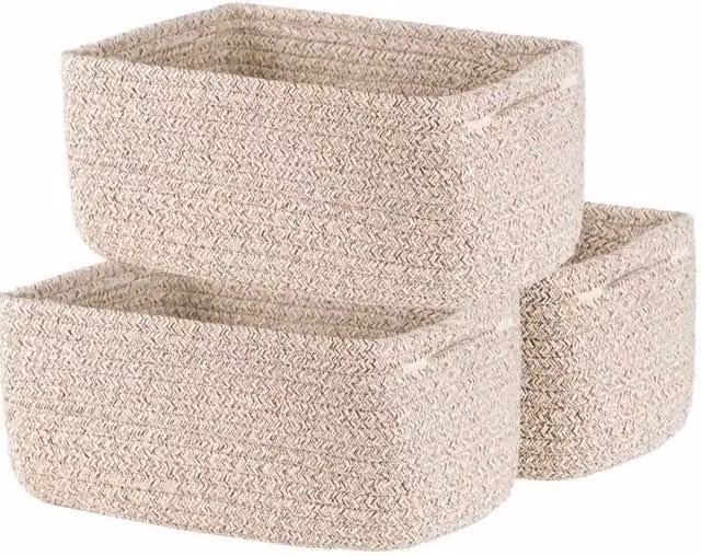 FLAVORA Woven Rope Storage Baskets Multi Pack in Brown and Beige