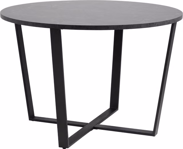 Furniture To Go Amble Round Dining Table with Black Marble Melamine Top and Black X-Frame Legs