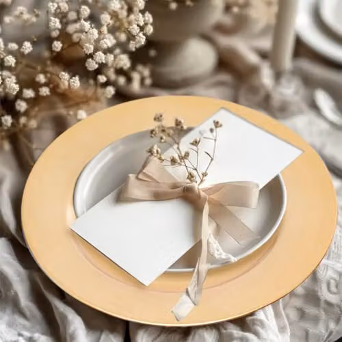 Orsina Gold Melamine Charger Dinner Plates – 5