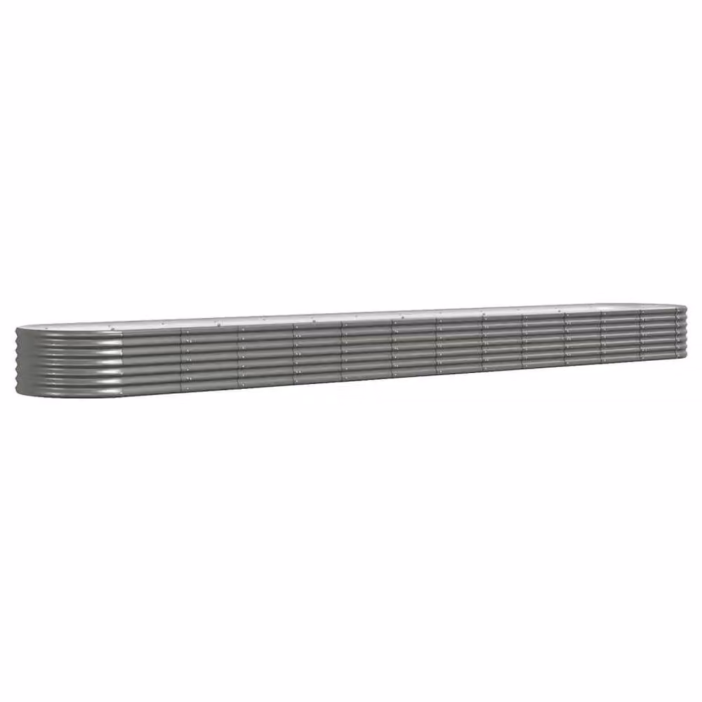 Berkfield Home Garden Raised Bed in Grey Powder-coated Steel, W: 512 cm, D: 80 cm, H: 36 cm – 3