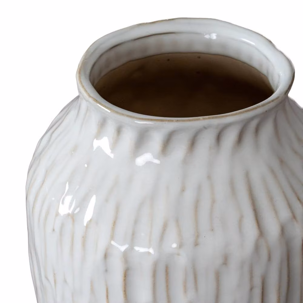 Wyld Haus Windmere White Textured Ceramic Tabletop Vase – 3