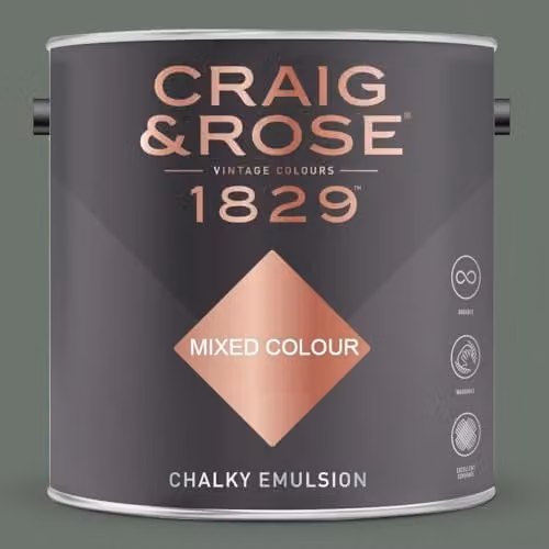 Craig & Rose 1829 Chalky Emulsion Matt Paint in Pullman Green, 2.5 l
