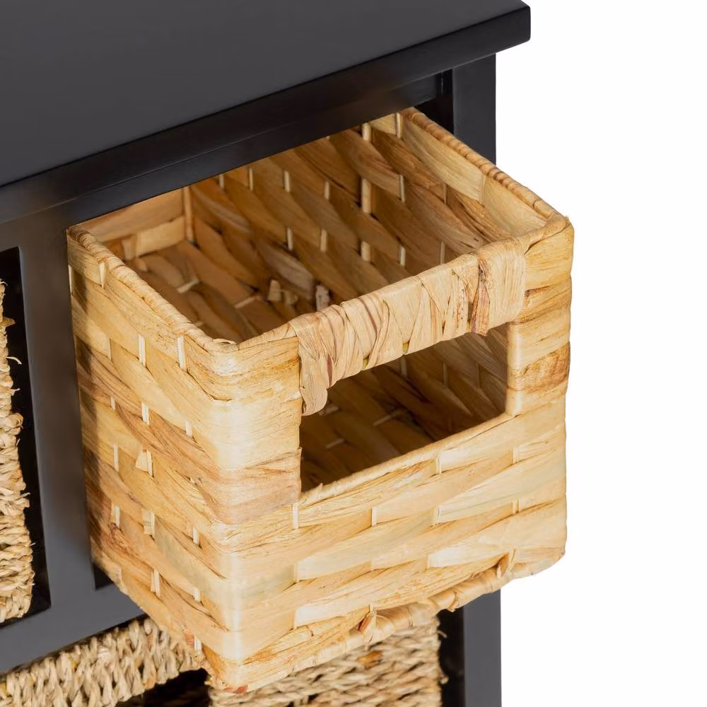 Statement Furniture Tetbury 8 Drawer Black Storage Unit with Hyacinth and Seagrass Baskets W/D/H: 80 x 34 x 100 cm – 4