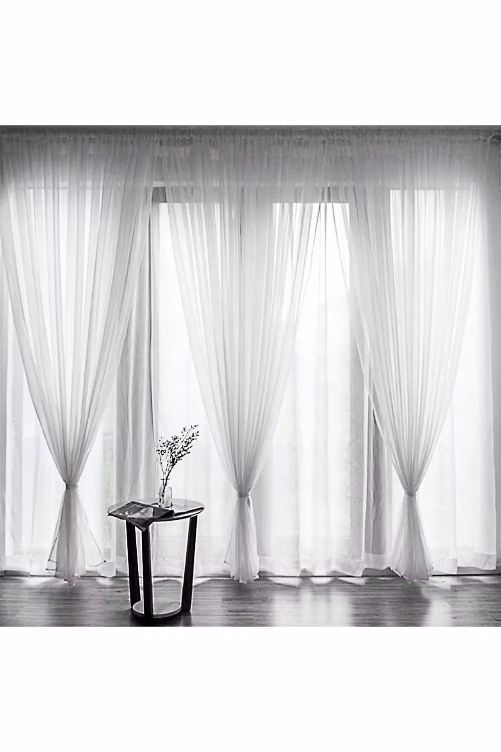 Living and Home White Voile Sheer Curtain Panel, W: 100 cm, H: 200 cm – 2