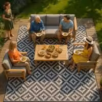 Valiant Geometric Grey Waterproof Outdoor and Indoor Garden Rug, W: 270 cm, D: 180 cm