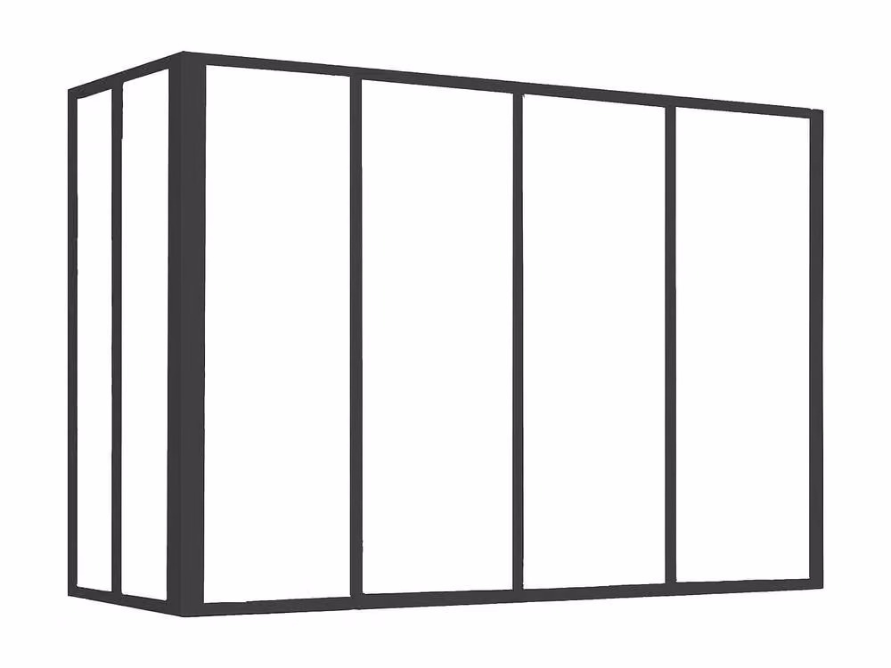 Vente-unique Corner Power-Coated Aluminium Glass Partition in Black, L 120 x W 60 x H 130 cm – 2