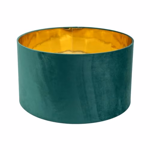 ValueLights Reni Large Cylinder Pendant Shade in Green Velvet with Gold Inner, W: 45 cm, D: 25 cm, H: 25 cm