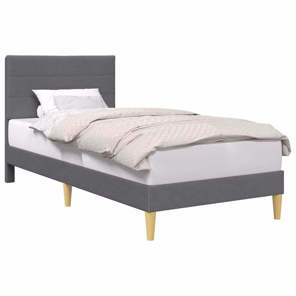 Berkfield Home Modern Fabric Bed Frame with Headboard in Dark Grey, W/D/H: 90 x 190 cm – 2