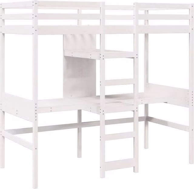 Berkfield Home Loft Bed Frame in White Solid Pine W/D/H: 190.5 x 75 x 82.5 cm – 1